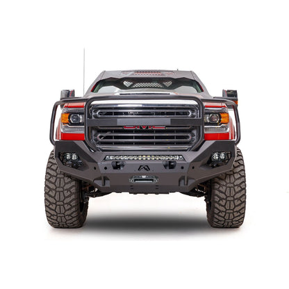 Fab Fours Matrix Front Bumper 2 Stage Black Powder Coat Full Grill Guard l GM15-X2850-1