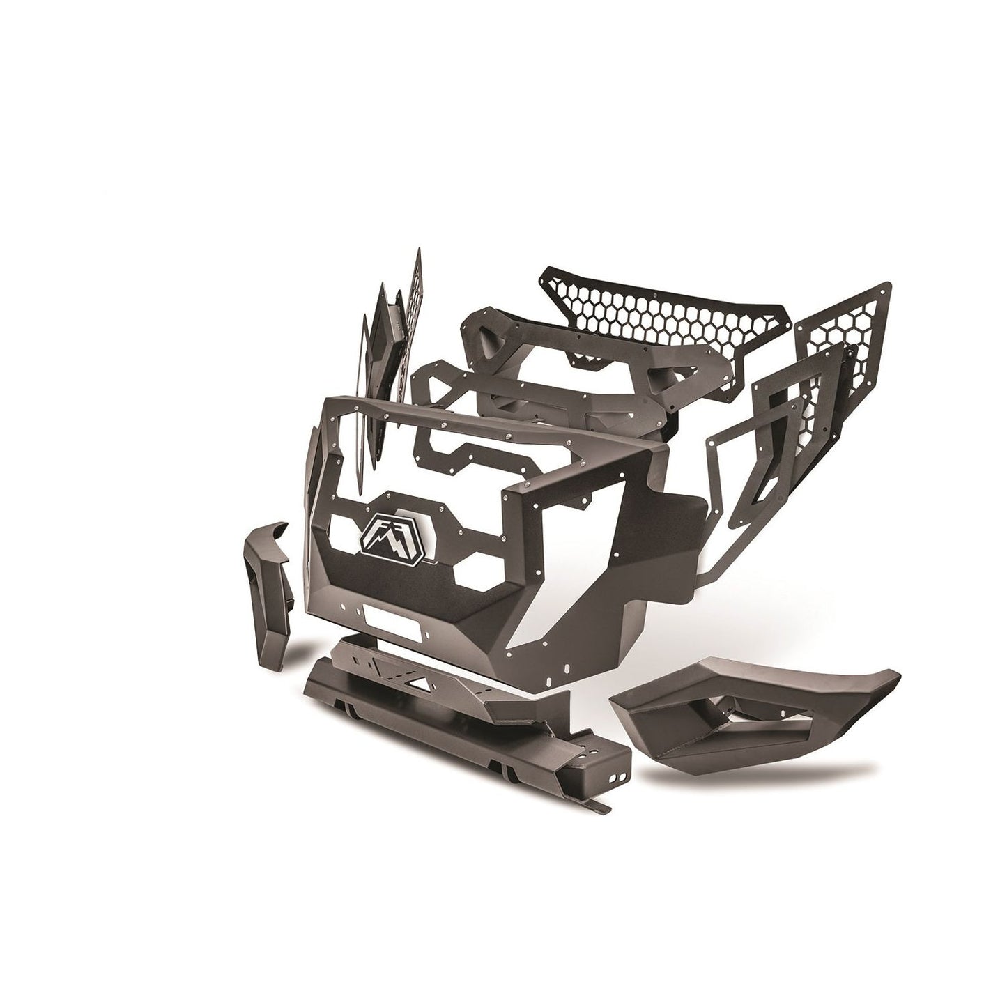Fab Fours Grumper Grill/Front Bumper 2 Stage Black Powder Coated Combines Both Grille And Bumper l GR3000-1