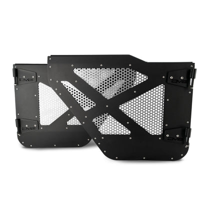 DV8 OFF-ROAD | 2018 2025 Jeep Gladiator JT WranglerJLU Rear Half Doors With Alum Mesh  | HDJL-01R