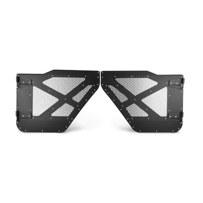 DV8 OFF-ROAD | 2018 2025 Jeep Gladiator JT WranglerJLU Rear Half Doors With Alum Mesh  | HDJL-01R