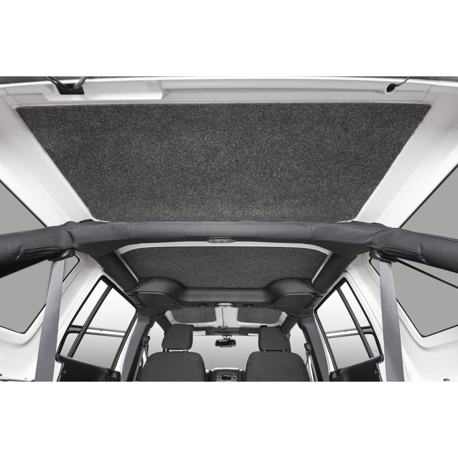 BedRug Jeep Headliner 07-10 JK Unlimited 4 door Headliner Kit 4 pc. Kit Intended For Hard Top Bed Liner - Charcoal (HLJK074DRK) installed view