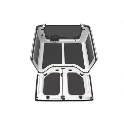 Image of BedRug 2018-2026 Jeep Wrangler 2 Door Bed Liner - Charcoal (HLJL182DRK) fully installed in a Jeep hardtop.