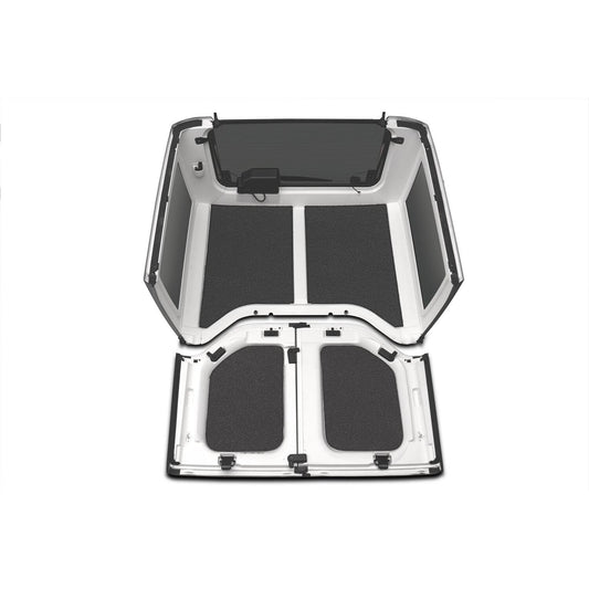 Image of BedRug 2018-2026 Jeep Wrangler 2 Door Bed Liner - Charcoal (HLJL182DRK) fully installed in a Jeep hardtop.