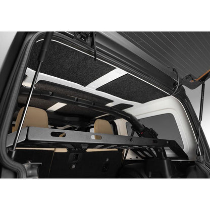 BedRug 2018-2026 Jeep Wrangler 2 Door Bed Liner - Charcoal (HLJL182DRK) interior view showing custom headliner kit.