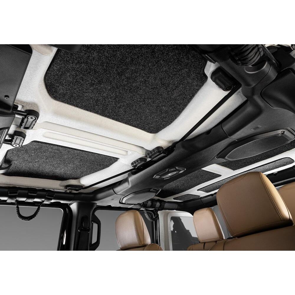 BedRug 2018-2026 Jeep Wrangler 2 Door Bed Liner - Charcoal (HLJL182DRK) interior view of headliner installation.