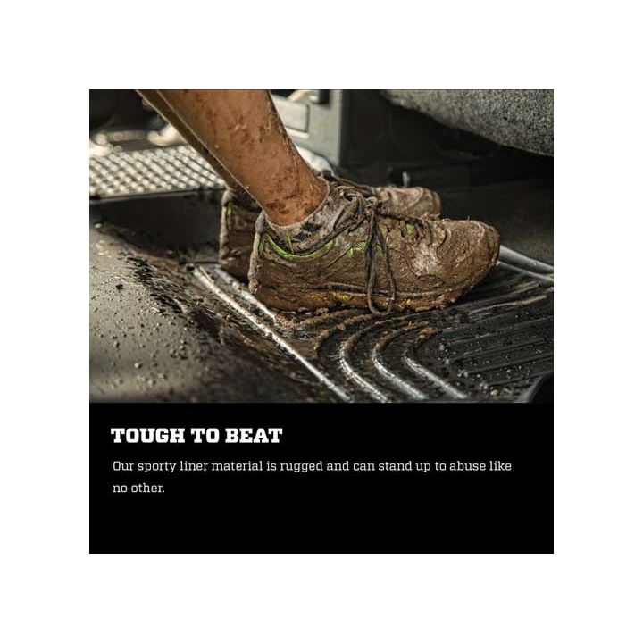 Husky Liners | Weatherbeater Front & 2nd Seat Floor Liners For 2009-2024 Ram 1500/2500/3500 Husky Liners | 99001 with muddy shoes.
