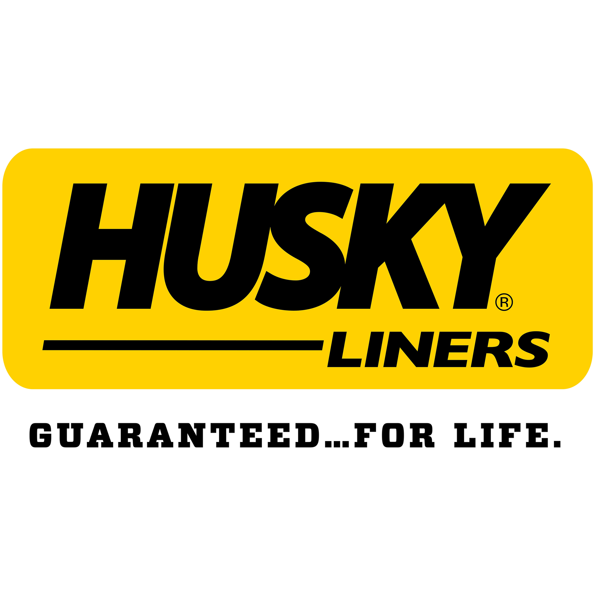 HUSKY LINERS logo with text guaranteeing quality for life.