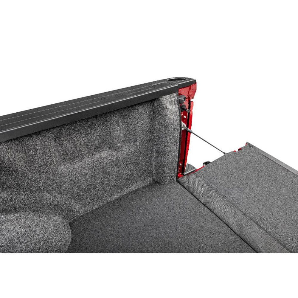 BedRug 17-23 Ford Super Duty 6'6" Bed Impact Bed Liner w/ Tailgate Mat - Charcoal (ILQ17SBK) installation view.
