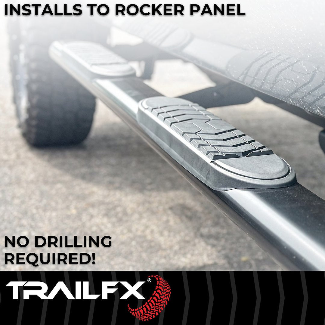 TrailFX 2007–2018 5" Oval Bent Step Bar For GM Silverado/Sierra Crew-Black (A7063B) - product image 7