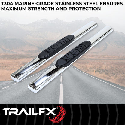 TrailFX 2007–2018 5" Oval Straight Step Bar For GM Silverado/Sierra Standard- Stainless (A7036S) - product image 2