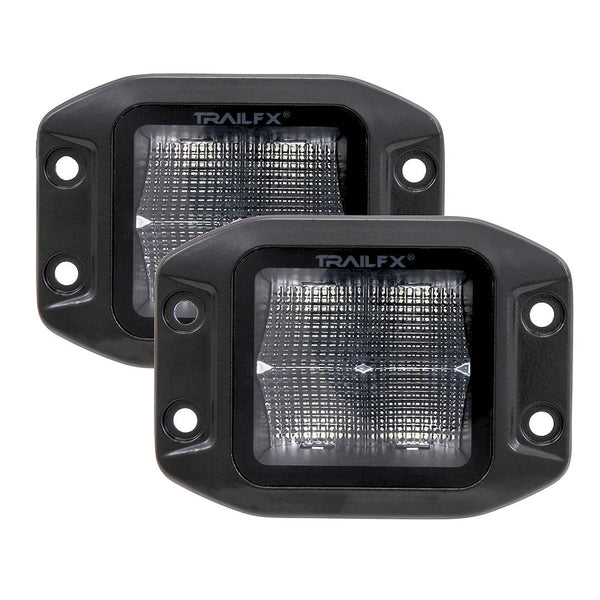 TrailFX 3" LED Cube Flush Mount Lights- Black Edition Pair (2X2FMBKF2)