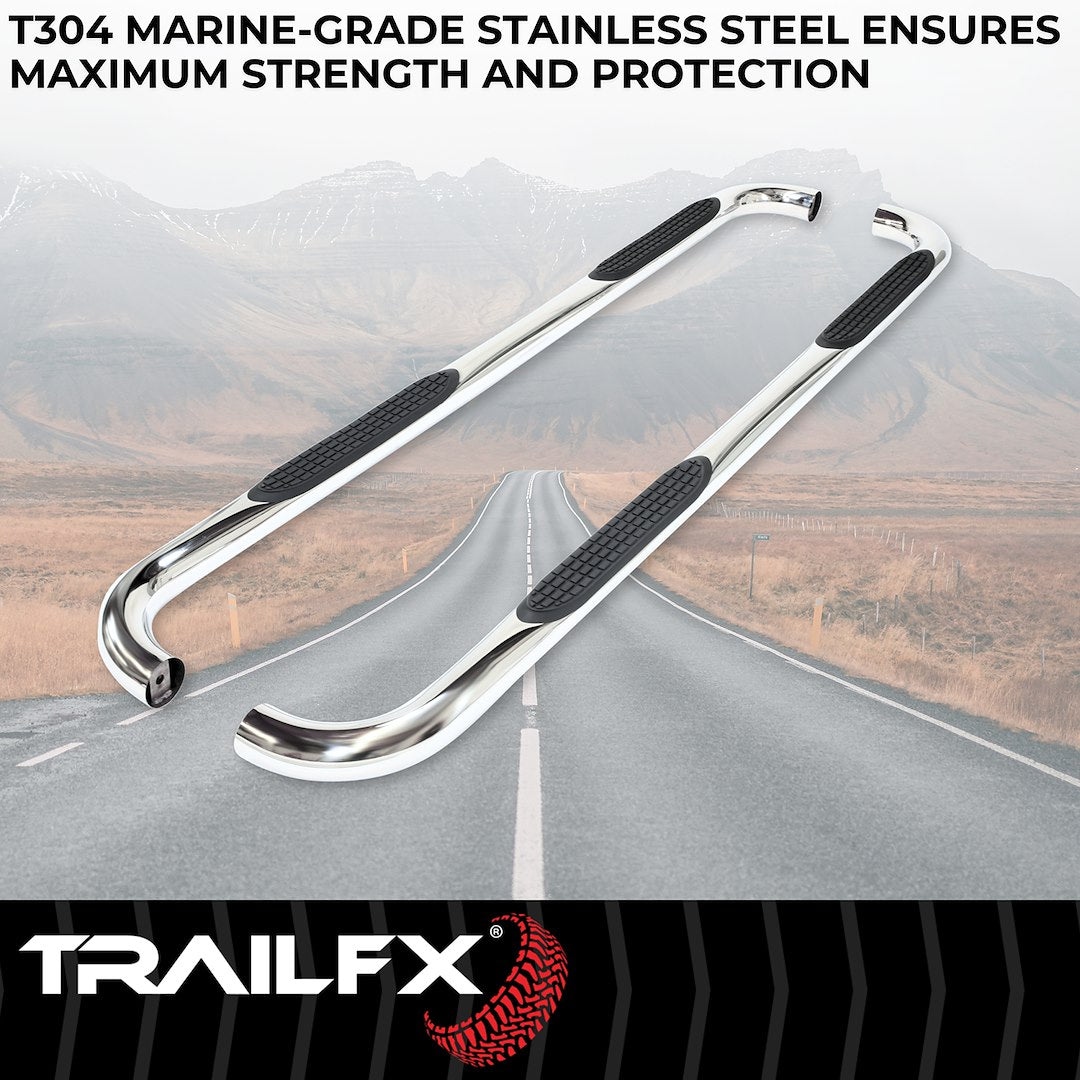 TrailFX 2011–2021 3" Round Step Bar For Jeep Grand Cherokee/WK- Stainless (A0023S) - product image 2
