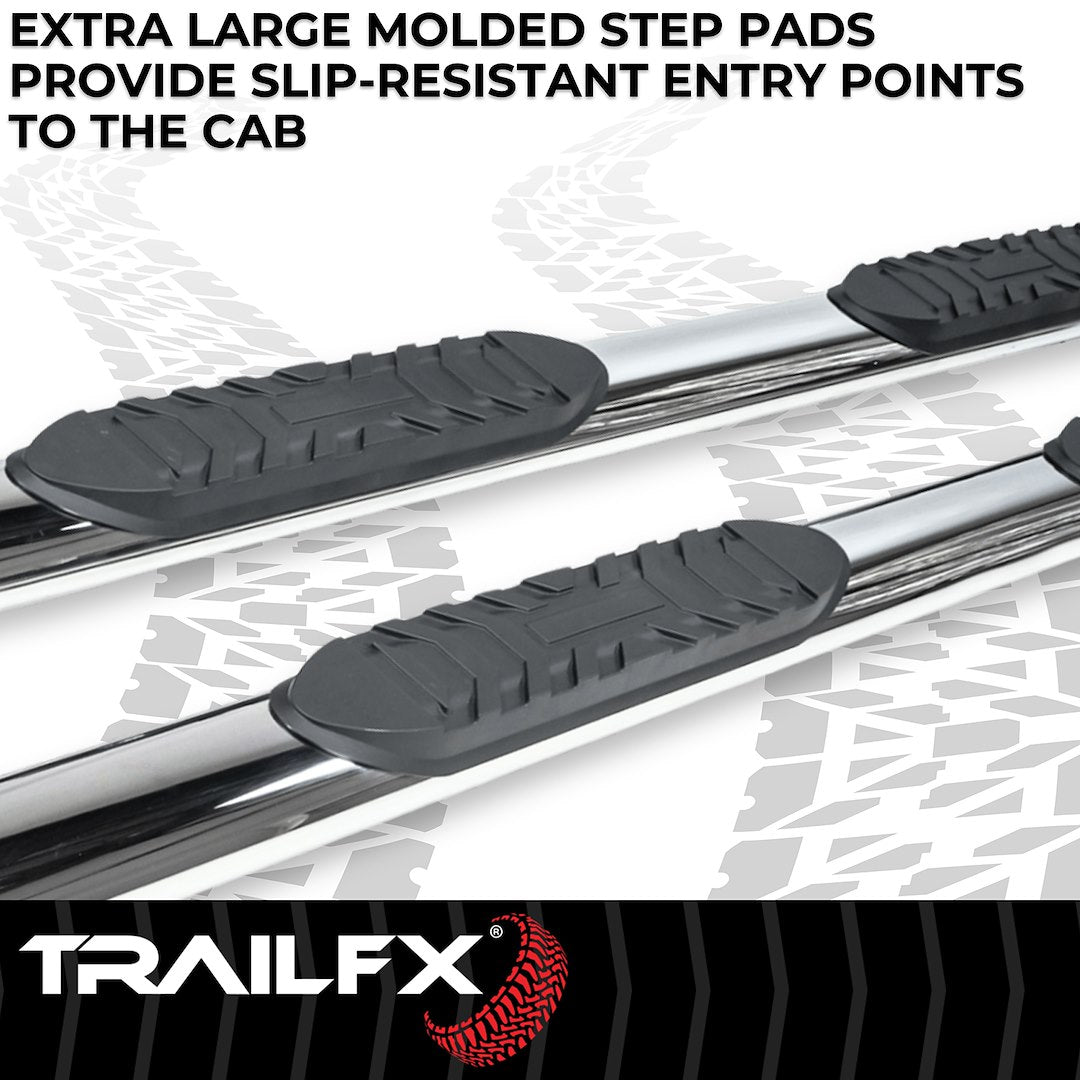 TrailFX 2007–2018 4" Oval Straight Step Bar For GM Silverado/Sierra Extended- Stainless (A1528S) - product image 3