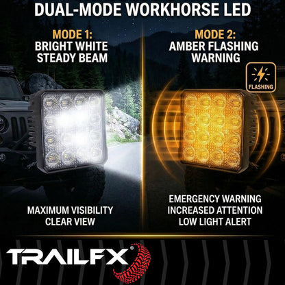 TrailFX 4" x 4" LED Light w/Flashing Func- Single (4X4WLAMF1) - product image 7