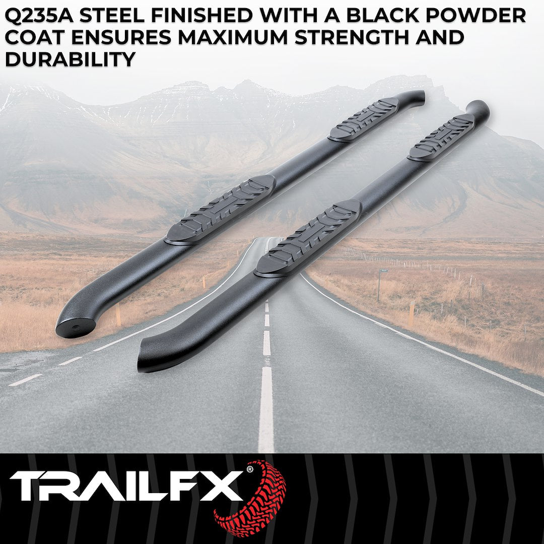 TrailFX 2020–2025 4" Oval Bent Step Bar For Jeep Gladiator-Black (A1017B) - product image 2