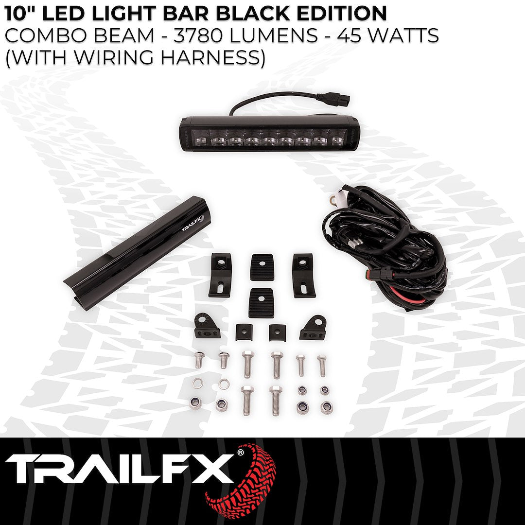 TrailFX 10" Single Row LED Light Bar- Black Edition (10SRBKCM) - product image 5