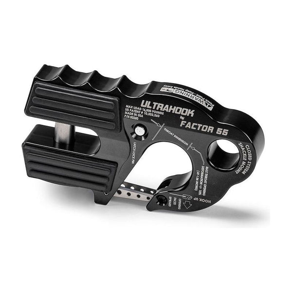 FACTOR 55 |  UltraHook Closed System Winch Shackle Mount Black Factor 55 | B200250-04-GGBW