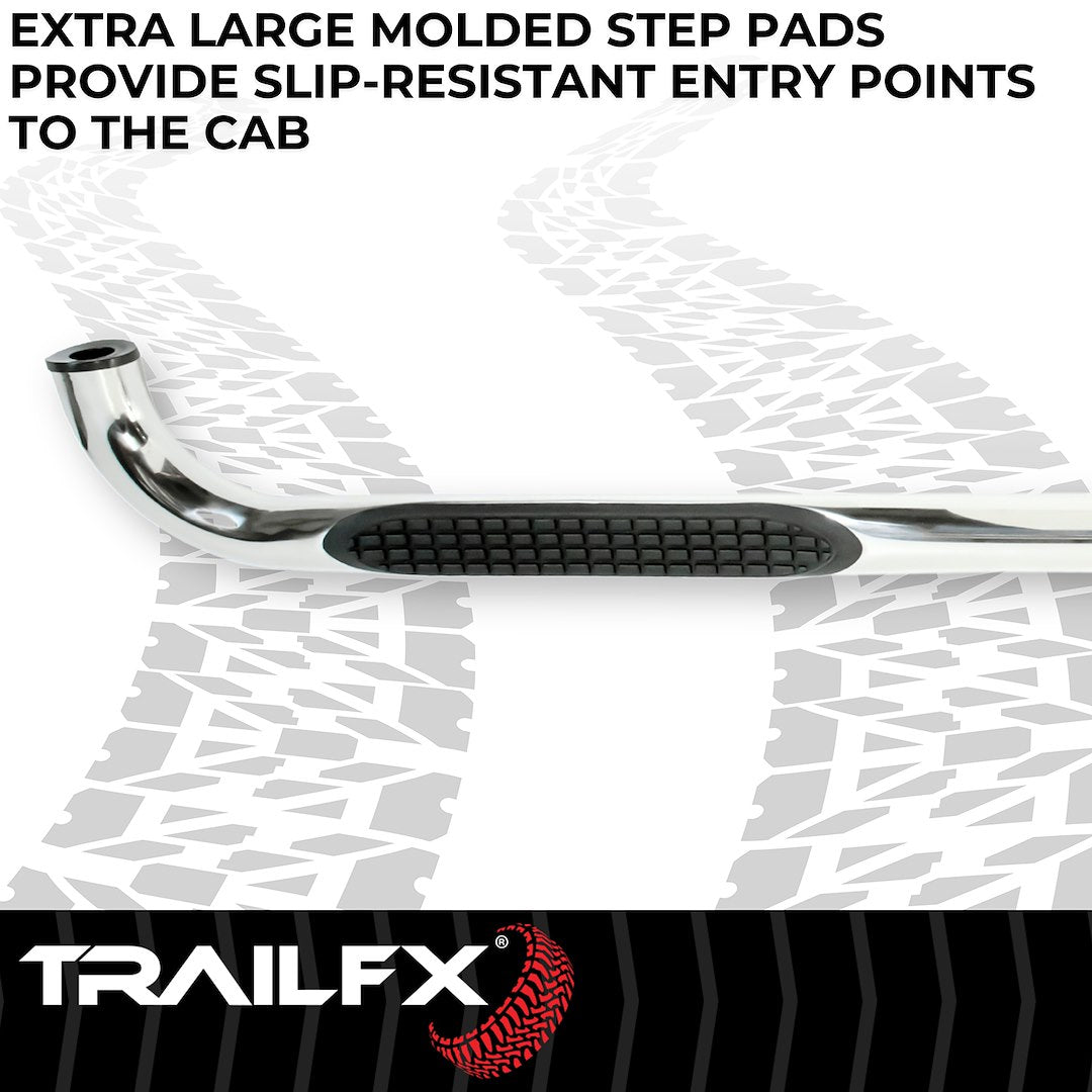 TrailFX 2019–2026 3" Round Step Bar For GM Silverado/Sierra Extended- Stainless (A0058S) - product image 3
