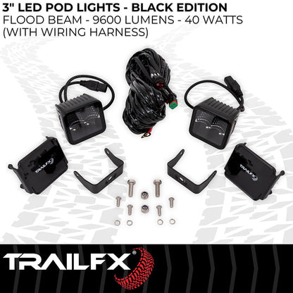TrailFX 3" LED Cube Lights- Black Edition Pair (2X2BKF2) - product image 5