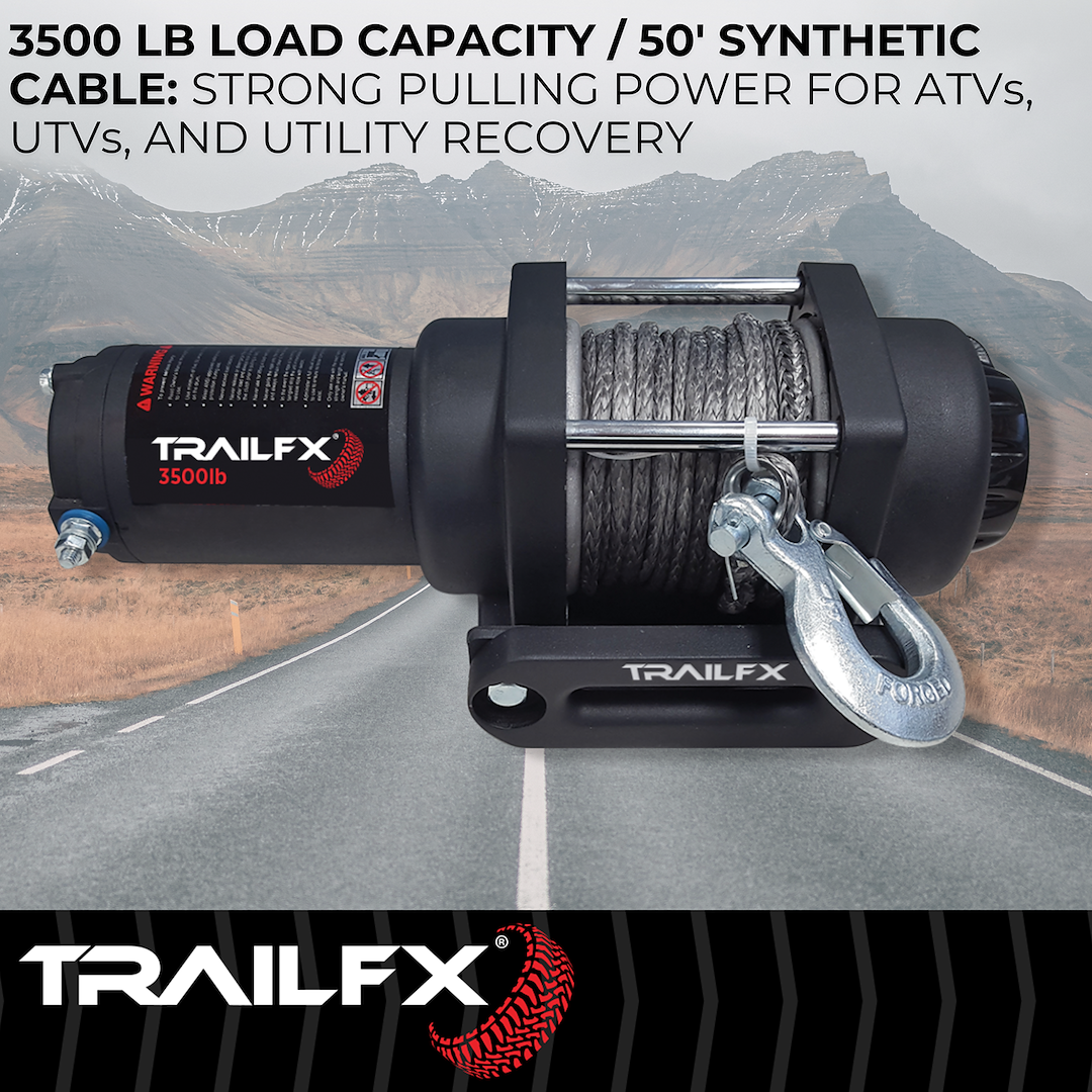TrailFX ATV/UTV Synthetic Rope Winch 3500 Lb (WS35B) - product image 2