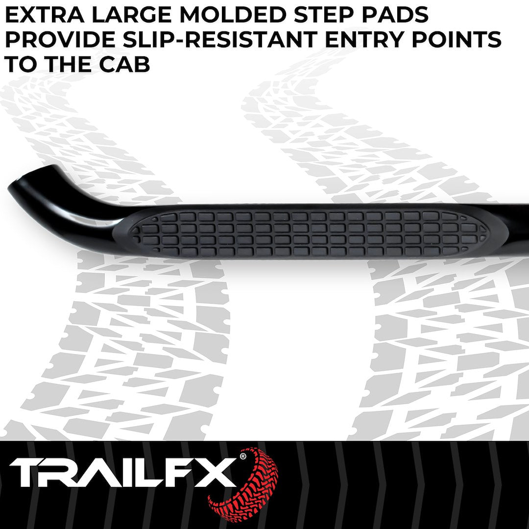 TrailFX 2007–2018 3" Round Step Bar For GM Silverado/Sierra 1500 Extended- Black (A0033B) - product image 3