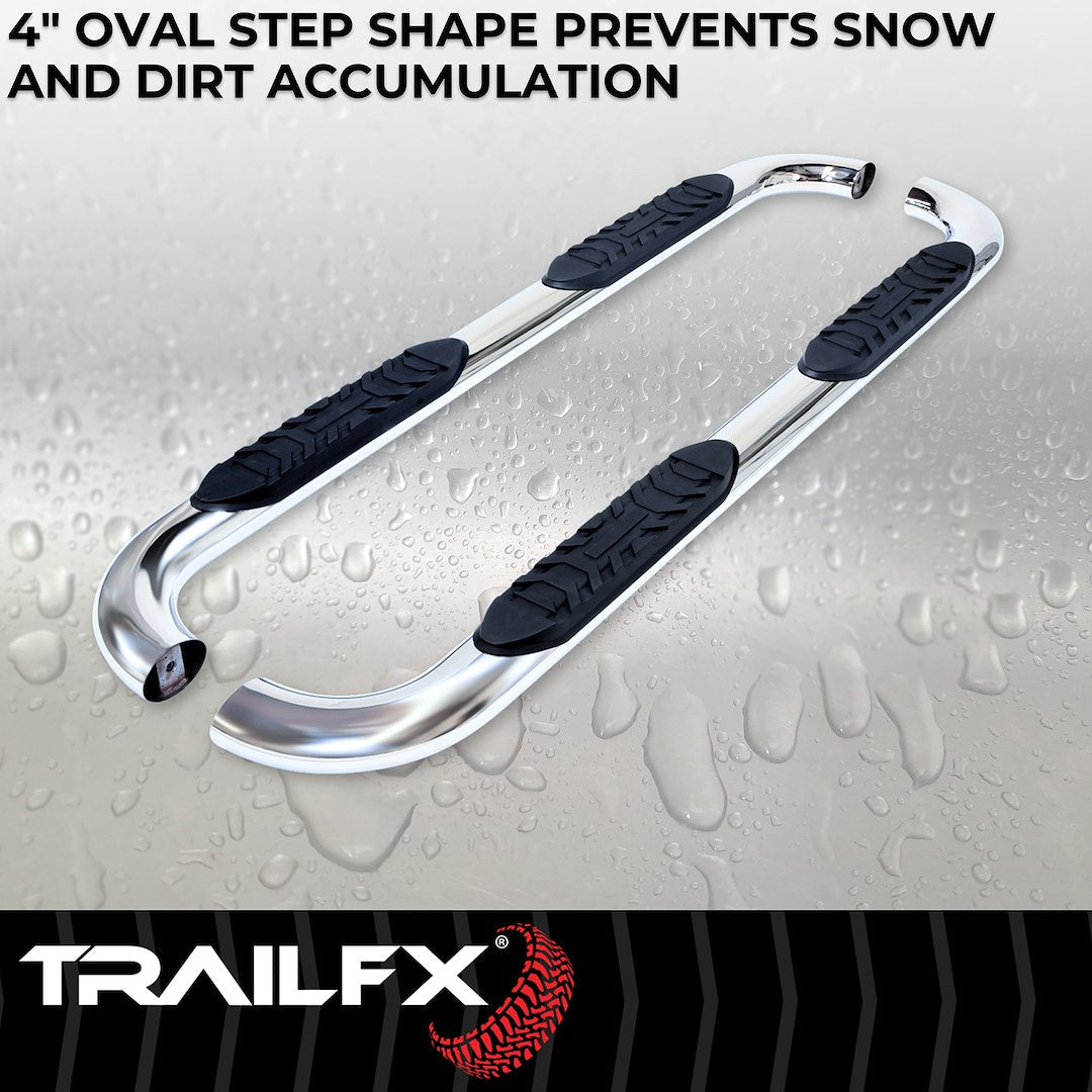 TrailFX 2007–2018 4" Oval Bent Step Bar For GM Silverado/Sierra Crew-Stainless (A1003S) - product image 4