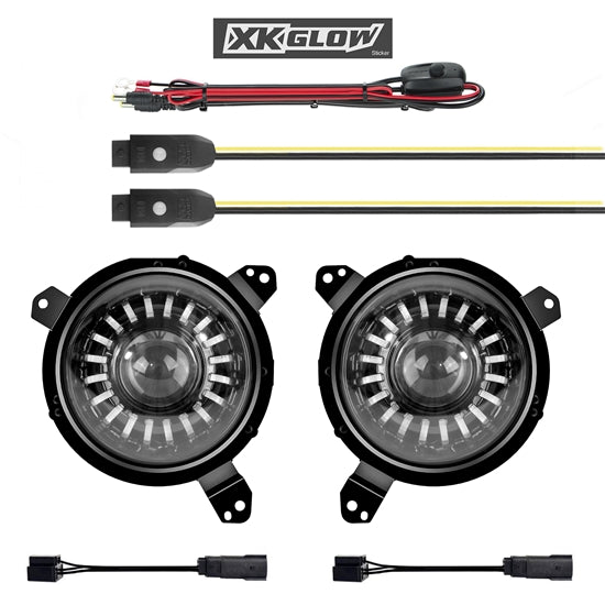 XKGLOW | 2pc 7in App Control RGB Wrangler JL Headlight Kit with Mounting Brackets | XK-7IN-JP-KIT-JL