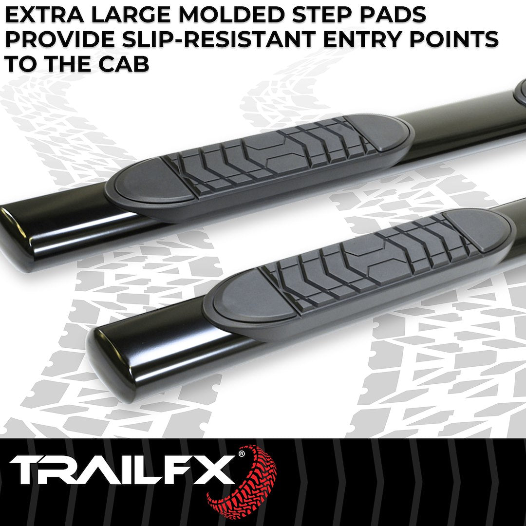 TrailFX 2007–2018 5" Oval Straight Step Bar For GM Silverado/Sierra Extended- Black (A7037B) - product image 3