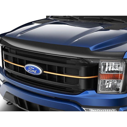 Husky Liners | Aeroskin Hood Protector Smoke For 2021-2024 F-150 Husky Liners | 2842229 installed on blue Ford truck.