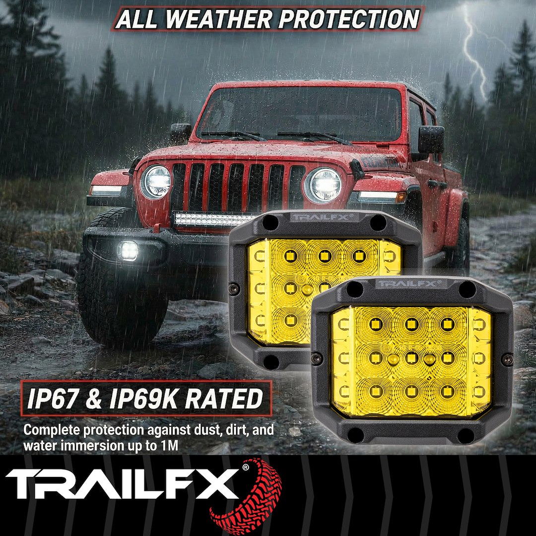 TrailFX 4" LED Side Shooter Pod Light- Amber Pair (PODSIDAMS2) - product image 9
