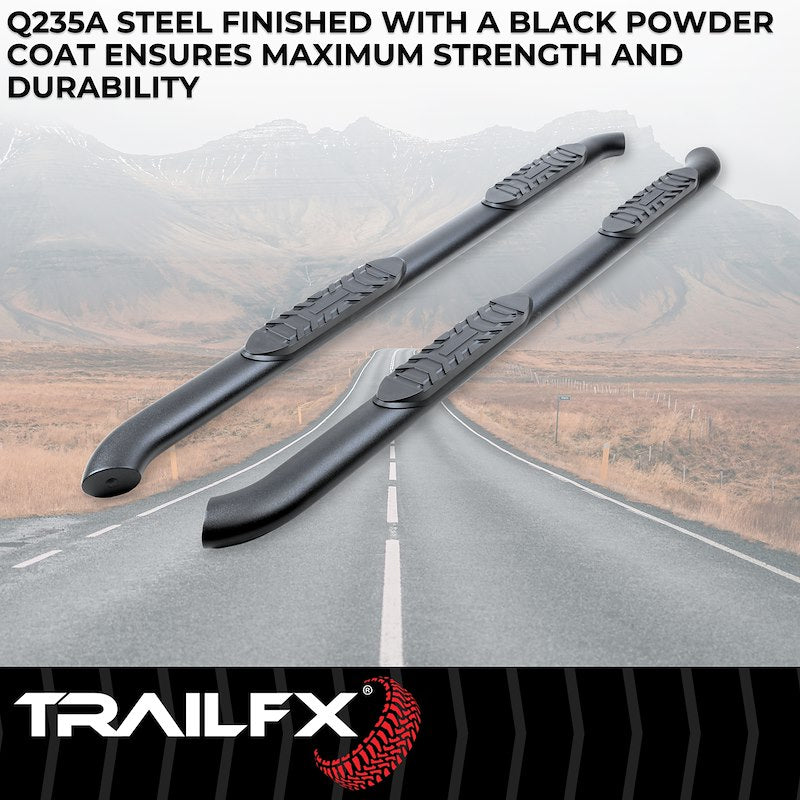 TrailFX 4" Oval  Side Steps with Pads Matte Powder Coat Black (RAM 2500 19-25) CREW CAB) I   A1007B