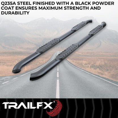 TrailFX 4" Oval  Side Steps with Pads Matte Powder Coat Black (RAM 2500 19-25) CREW CAB) I   A1007B