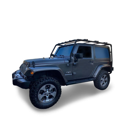 TrailFX Roof Rack for 2018-2026 Jeep Wrangler JL 2-Door - Black Textured Steel - JL014T