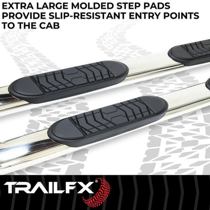 TrailFX 2007–2018 5" Oval Bent Step Bar For GM Silverado/Sierra Extended-Stainless (A7064S) - product image 3