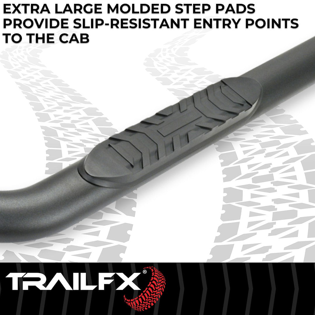 TrailFX 2019–2024 4" Oval Bent Step Bar For GM Silverado/Sierra Extended- Black (A1011B) - product image 3