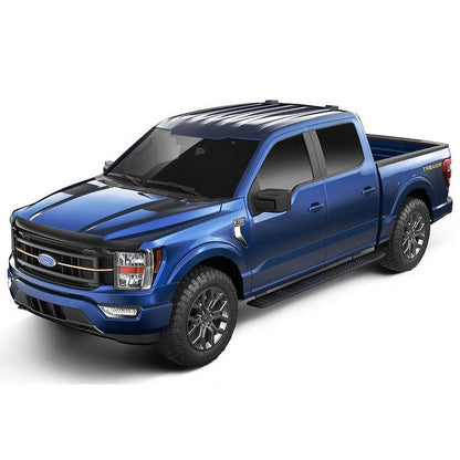 Husky Liners | Aeroskin Hood Protector Smoke For 2021-2024 F-150 Husky Liners | 2842229 installed on a blue F-150 truck.