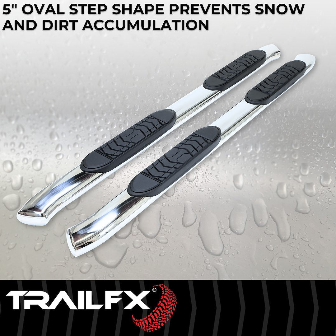 TrailFX 2019–2026 5" Oval Bent Step Bar For GM Silverado/Sierra Crew-Stainless (A7086S) - product image 4