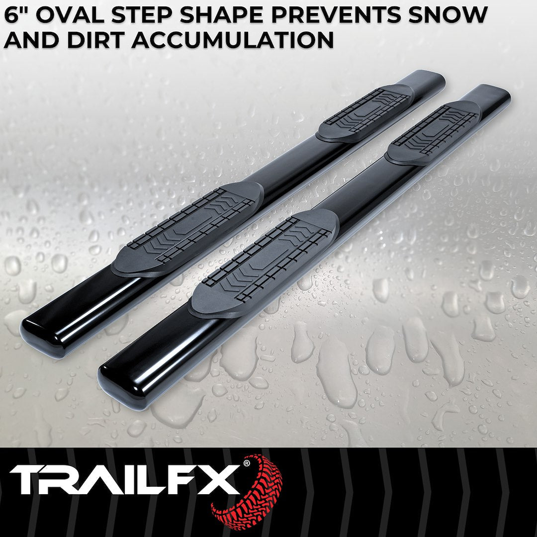 TrailFX 2009–2018 6" Oval Straight Step Bar For Ram 1500-3500 Crew- Black (A8244B) - product image 4
