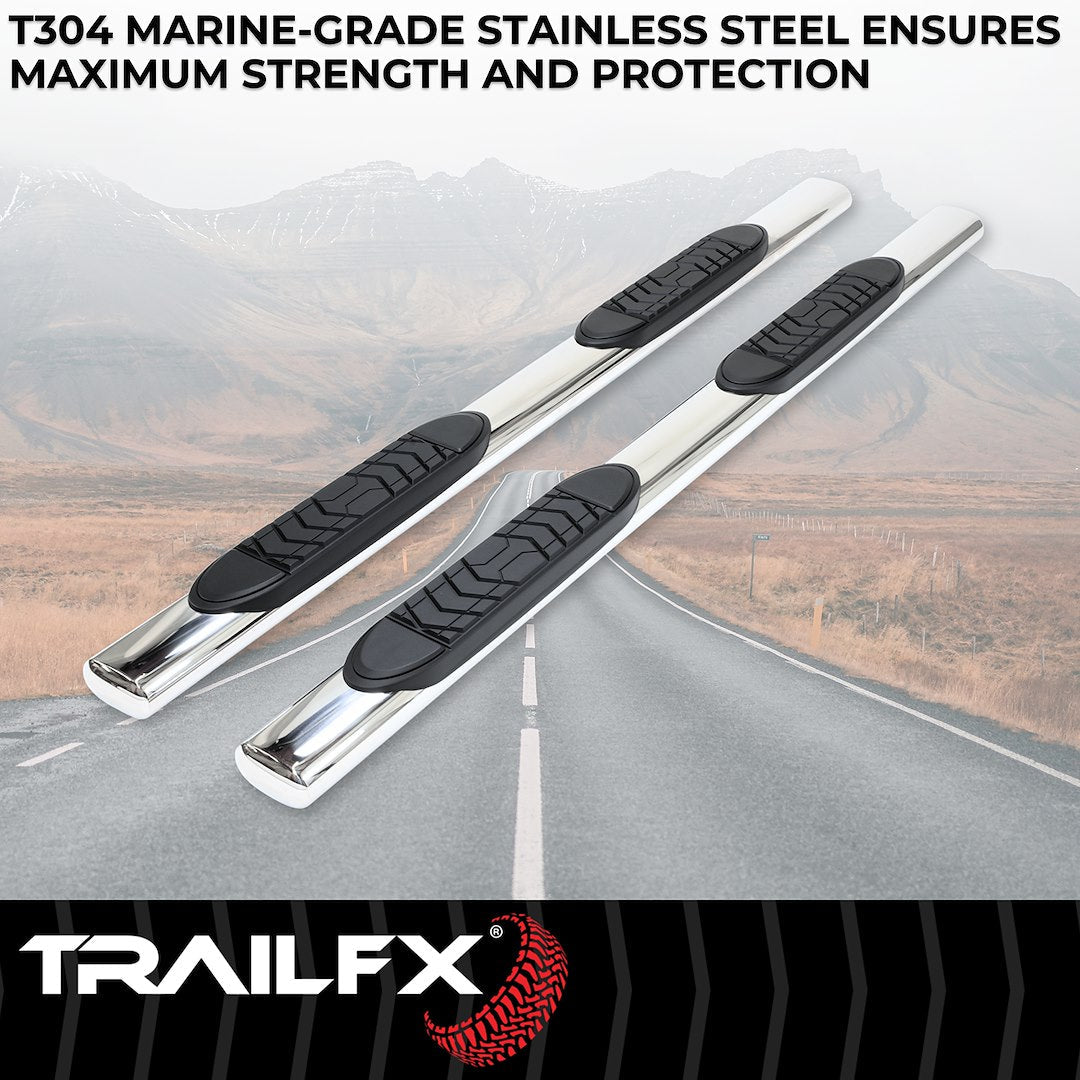 TrailFX 2002–2016 5" Oval Straight Step Bar For Ford F250/350 Crew-Stainless (A7015S) - product image 2