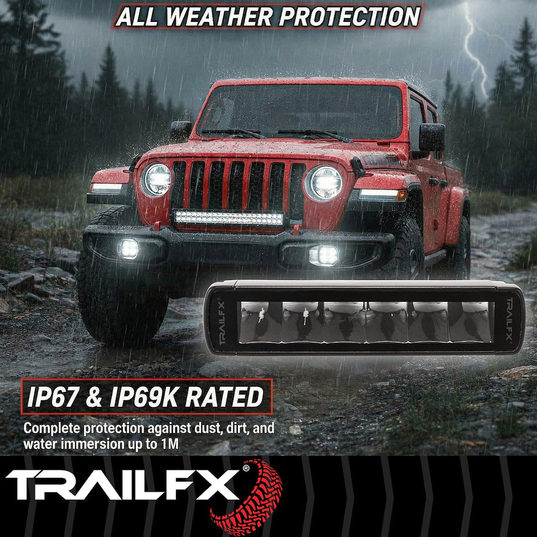 TrailFX 6" Single Row LED Light Bar- Black Edition (6SRBKCM) - product image 9