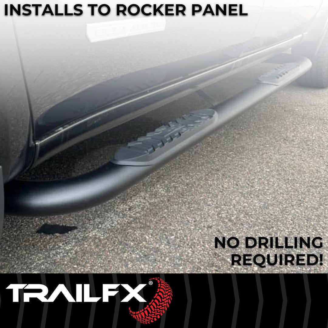 TrailFX 2019–2024 4" Oval Bent Step Bar For GM Silverado/Sierra Crew- Black (A1010B) - product image 7