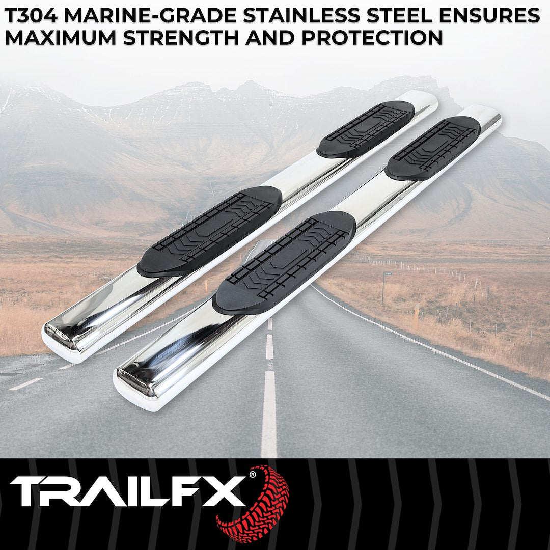 TrailFX 2015–2026 6" Oval Straight Step Bar For Ford F150-350 Crew- Stainless (A8223S) - product image 2