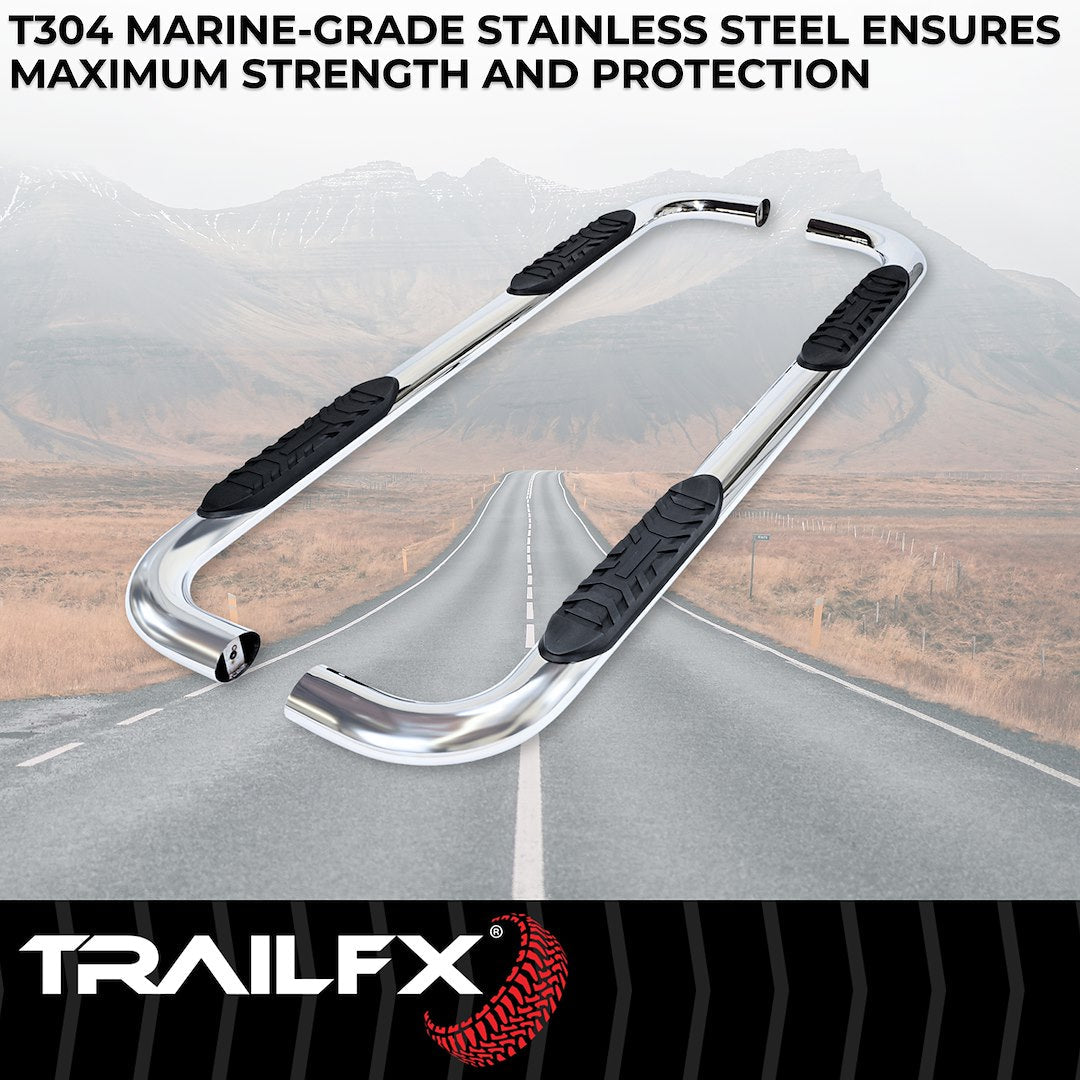 TrailFX 2019–2025 4" Oval Bent Step Bar For Ram 1500 Crew- Stainless (A1012S) - product image 2