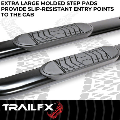TrailFX 2007–2018 5" Oval Bent Step Bar For GM Silverado/Sierra Crew-Black (A7063B) - product image 3