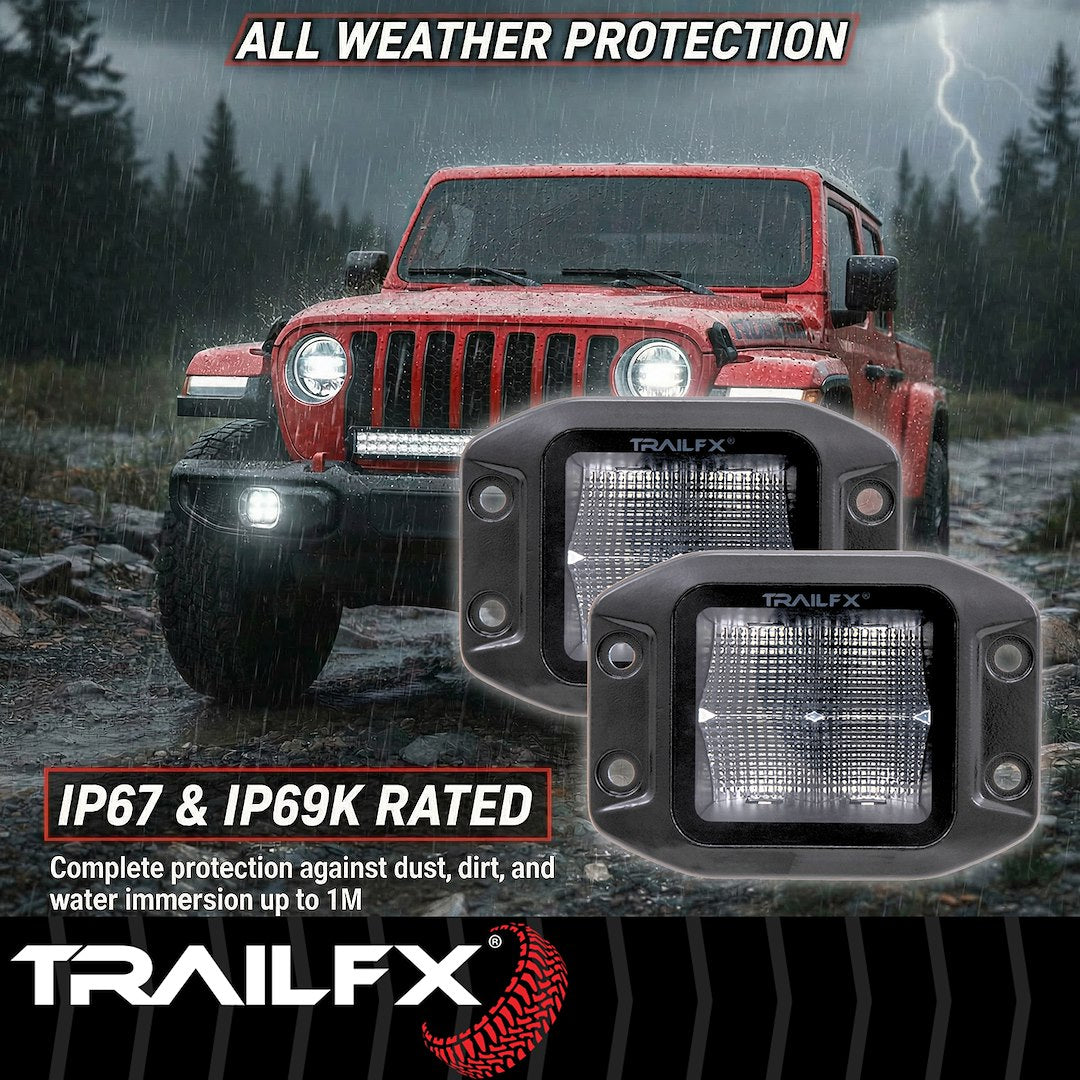 TrailFX 3" LED Cube Flush Mount Lights- Black Edition Pair (2X2FMBKF2) - product image 9