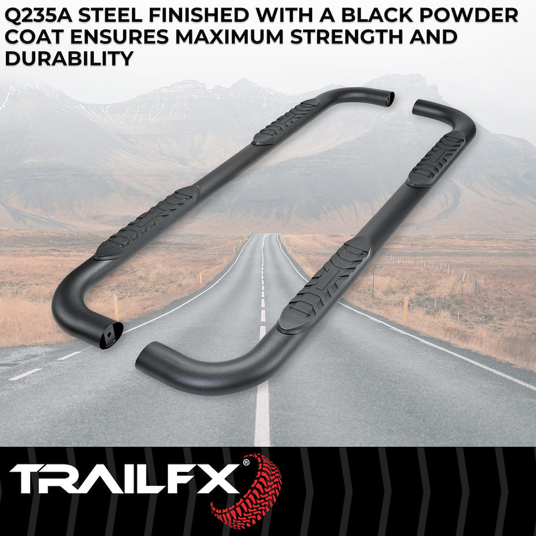 TrailFX 2019–2024 4" Oval Bent Step Bar For GM Silverado/Sierra Extended- Black (A1011B) - product image 2