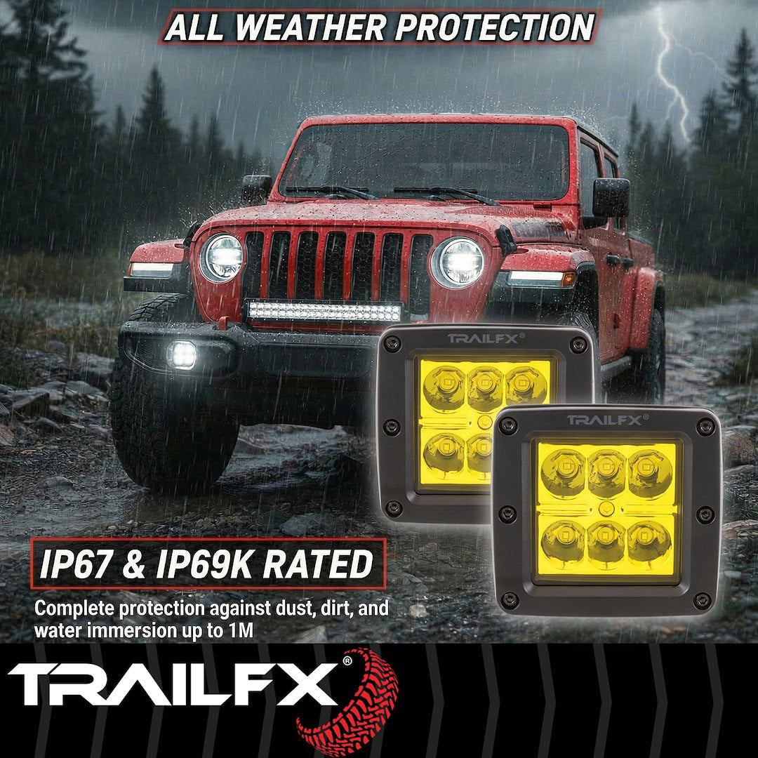 TrailFX 3" LED Cube Lights- Amber Pair (3X2AMS2) - product image 9