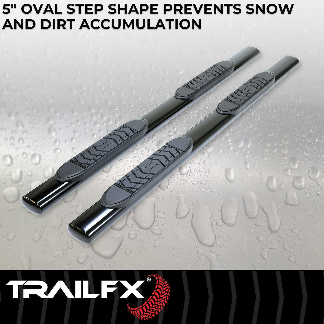 TrailFX 2002–2016 5" Oval Straight Step Bar For Ford F250/350 Crew-Black (A7015B) - product image 4