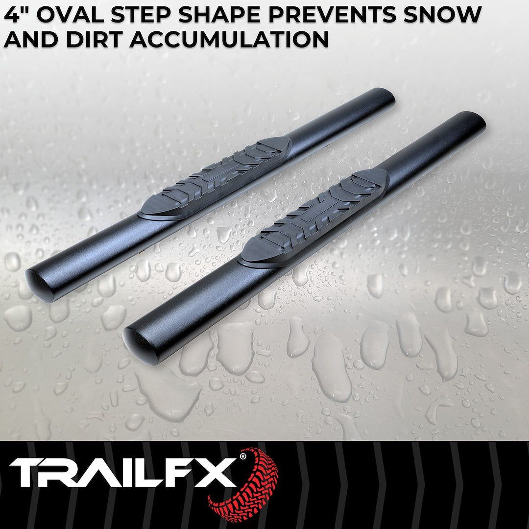 TrailFX 2018–2025 4" Oval Straight Step Bar For Jeep Wrangler JL 2 Dr- Black (A1546T) - product image 4