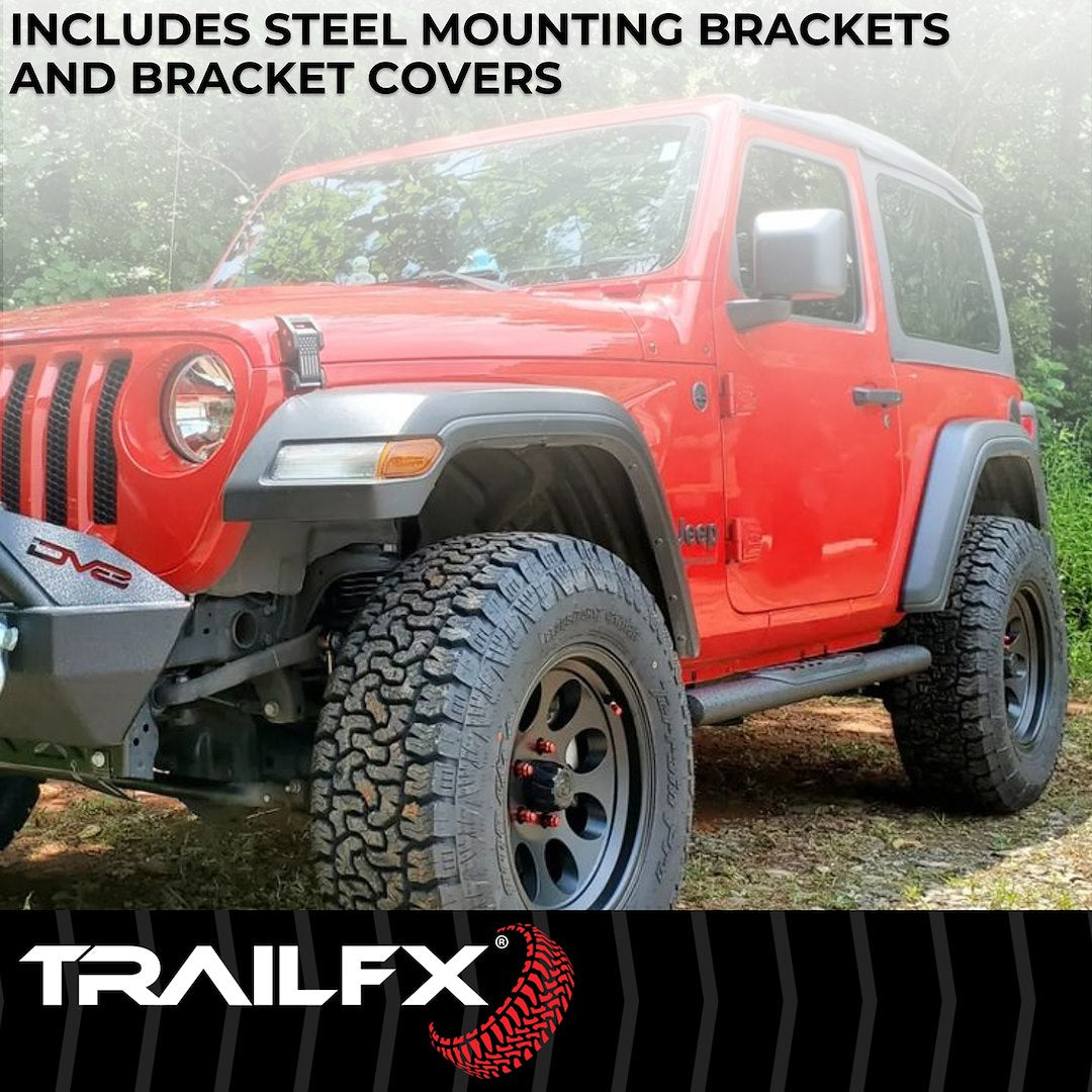 TrailFX 2018–2025 4" Oval Straight Step Bar For Jeep Wrangler JL 2 Dr- Black (A1546T) - product image 6